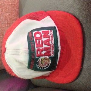 Red Man Snapback Trucker Hat Red White Green
